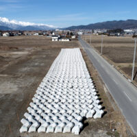 竣工した根固めブロック製作工事