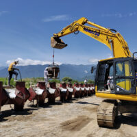 根固めブロックコンクリート打設作業