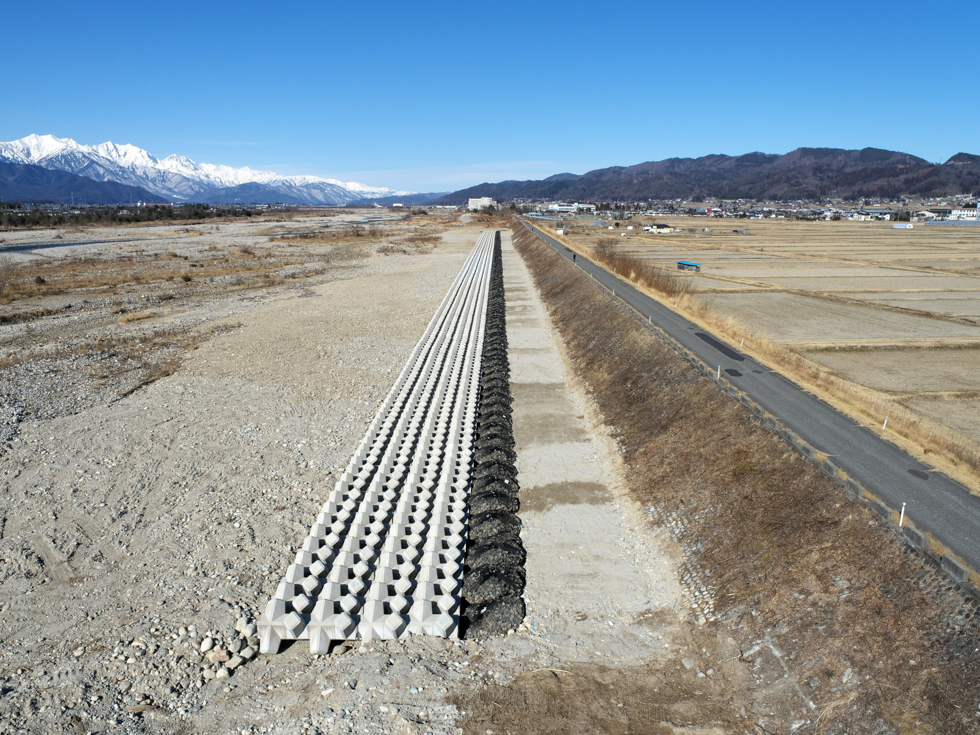 高瀬川根固めブロック据付工事、竣工